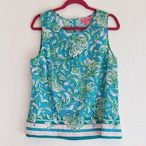 Lily Pulitzer Cumulus Blue Chick Magnet Sleeveless Top Size Large